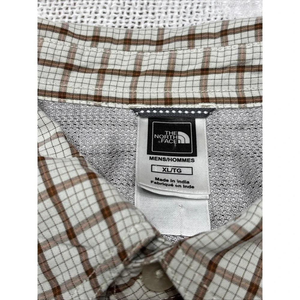 Men's The North Face‎ Brown Check Modal Hiking Button Up Shirt Size XL
